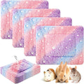 Haull 4 Pcs Waterproof Guinea Pig Bedding Guinea Pig Bed Plush Cage Liners Soft Rabbit Dog Crate Pad Cat Mat Reversible Cozy Animal Pee Pad Hamster Bunny Mat Accessory(Colorful Star,13 x 10 Inch)