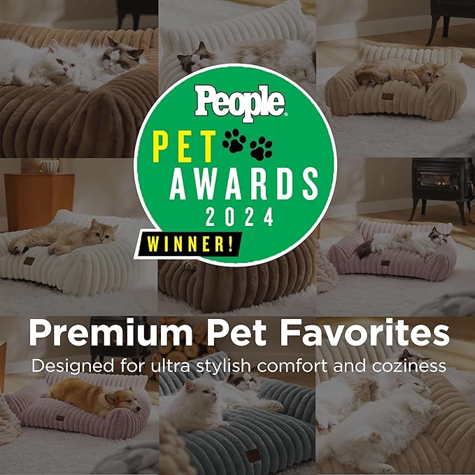 Bedsure ComfyFleece™ Cute Cat Couch for Pets - As Seen on TV on Good Day New York, Small Medium Dog Bed, Supportive Couch Bed for Small Dogs, 30 Inch, Blush Pink