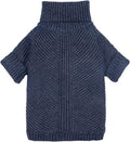 Fitwarm Turtleneck Knit Dog Sweater, Thermal Dog Winter Clothes for Small Dogs Boy Girl, Cozy Sweaters for Dogs, Doggy Pullover Jumper, Pet Outfit, Heather Navy Blue, XS