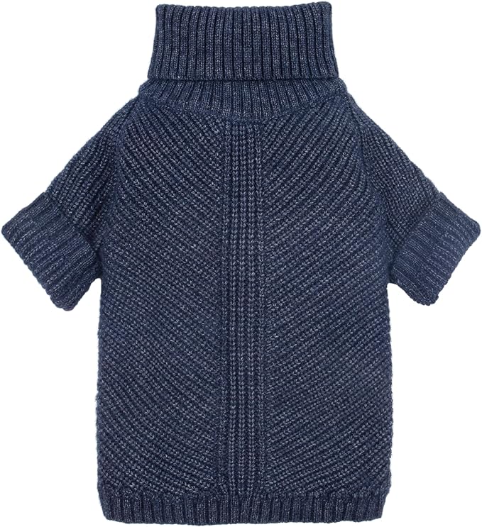 Fitwarm Turtleneck Knit Dog Sweater, Thermal Dog Winter Clothes for Small Dogs Boy Girl, Cozy Sweaters for Dogs, Doggy Pullover Jumper, Pet Outfit, Heather Navy Blue, XS