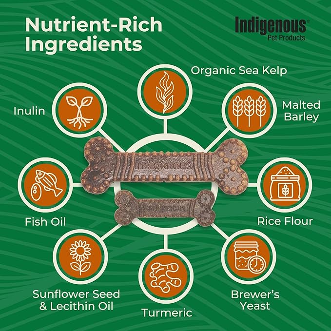 Indigenous Pet Dental Health Bones Mini 2 Pack – Smoked Bacon (11.92 Ounce x 2) | Grain-Free Dog Chews with Prebiotics & Omegas | Freshens Breath, Supports Digestive, Skin & Coat Health |