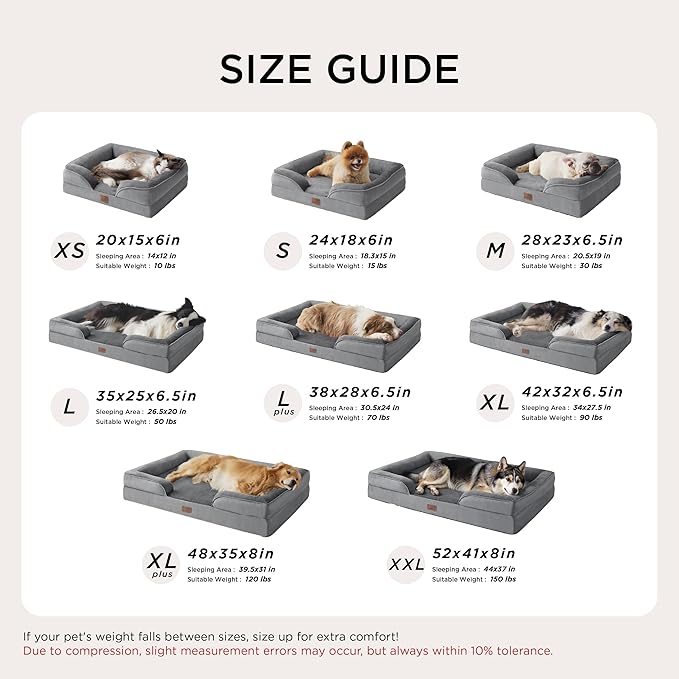 Bedsure Orthopedic Dog Beds for Small Dogs - Washable Small Dog Cat Bed Waterproof, Comfort Pet Couch Sofa with Washable Removable Cover, Pets Bed with Nonskid Bottom, Ember Clay, 24"