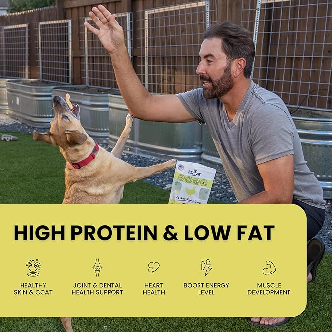 Chicken Jerky Dog Treats Made in USA | Chicken Dehydrated Breast | Training Treats | Human Grade, High Protein, Single Ingredient Dog Treats | Grain-Free, Hypoallergenic | All Breeds, 4 oz
