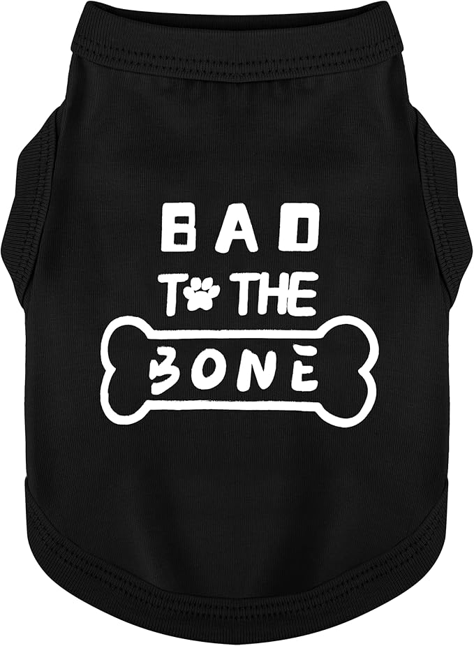 Discover Cozy Cotton Canine Wear: Soft, Lightweight, and Breathable Dog Shirt Vest with Eye-Catching Graphics(Bad to The Bone), Keeping Your Furry Friend Warm and Comfy! Black 3XL
