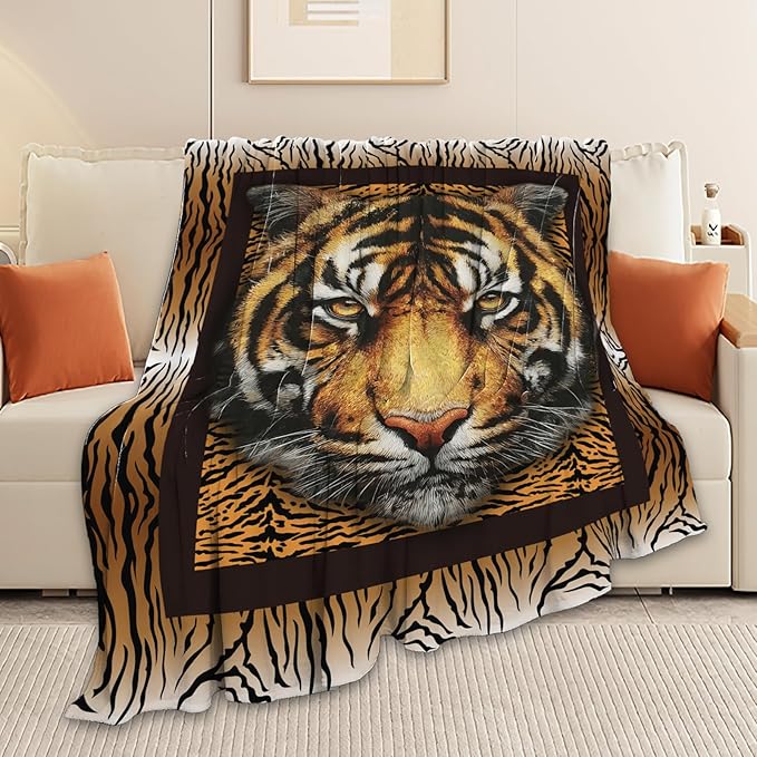Tiger Throw Blanket Tiger Stuff Gifts for Kids Girls Boys Adults Women Men Soft Cozy Warm Plush Fluffy Fuzzy Fleece Blanket Decor 40''X50''