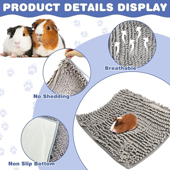 PINVNBY Guinea Pig Cage Mat Guinea Pig Bedding Washable Rabbit Mat Pads Reusable Small Animal Sleeping Bed for Bunny Hamster (55 x 28, Gray)