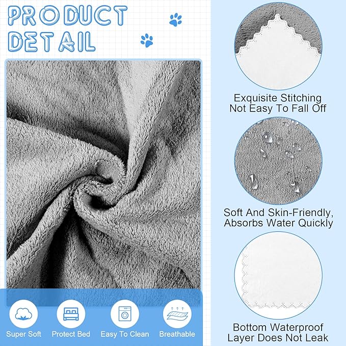 SmoothNovelty 5 Pcs Waterproof Guinea Pig Blankets Washable Small Animal Pee Pad Pet Blanket Sleep Bedding Mats Absorbent Guinea Pig Cage Liner Reusable Pet Sleep Pad(Gray,22" X 47",Classic)