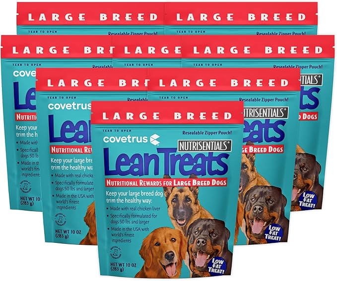Covetrus Nutrisential Lean Treats for Large Dogs - Soft Dog Treats for Large Dogs - Nutritional Low Fat Bite Size - Chicken Flavor - 10oz - 8 Pack