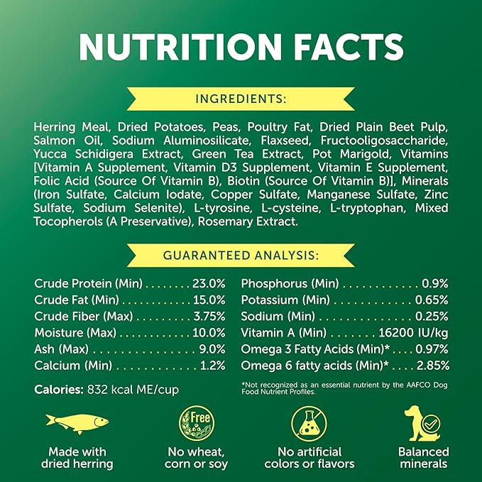 Nature's Protection Grain Free Dry Dog Food for Small Breed - High Protein Tear Stain Formula - Small Kibble for Adult Dogs with Light Fur (Superior Care - Herring, 22 lb)