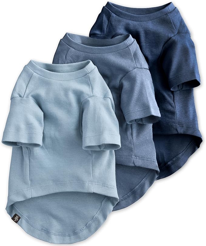 Toby II - The Perfect Tee, 3 Pack Short Sleeve Pet T-Shirt 100% Organic Cotton Tees Clothes for Small, Medium, Large Dogs, Navy Ombre, XX-Large (70-110 lbs)