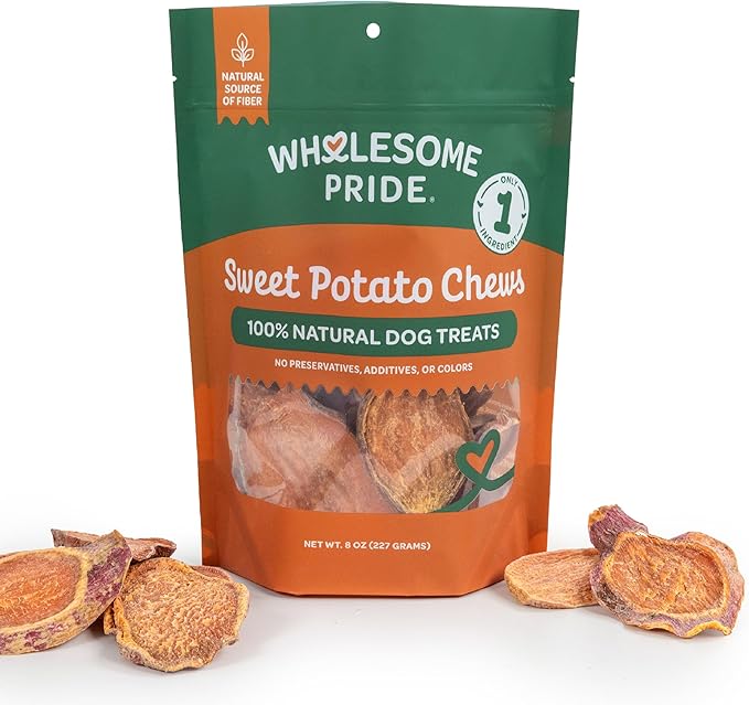 Wholesome Pride Sweet Potato Chews 100% All-Natural Single Ingredient Dog Treats, 8 oz