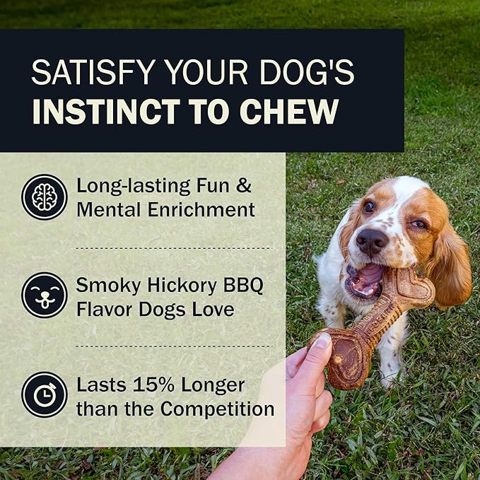 Redbarn Natural Dur-A-Bulls Treats for Dogs - 3 Large Braids - Hickory Flavor - Made in USA Long Lasting 100% Edible No Artificial Ingredients or Plastic