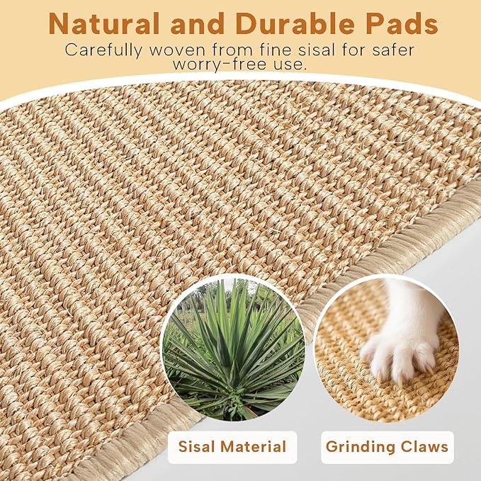 KEYIDE 2Pcs Rabbit Scratcher Pad for Nails, Natural Sisal Bunny Scratching Mat Grinding Claws Bunny Resting Bed Chew Toy 24"X16"