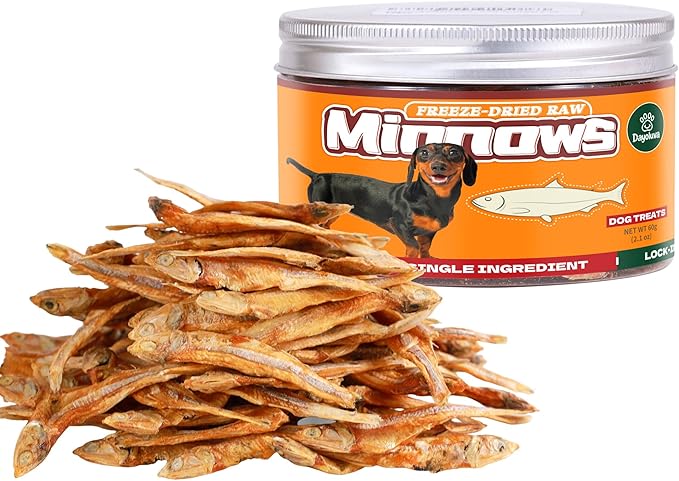Freeze-Dried Raw Minnows Dog Treats, Single Ingredient Wild-Caught Human Grade Fish, High-Protein Training Rewards & Meal Toppers, Bulk Pack for Multi-Pet Homes (2.1 Ounce)