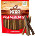 Natural Farm Collagen Sticks (6 Inch, 20 Pack). Odor-Free, 95% Natural Collagen Dog Chews, Supports Healthy Joints, Skin & Coat - Best Rawhide Alternative for Small & Medium Dogs