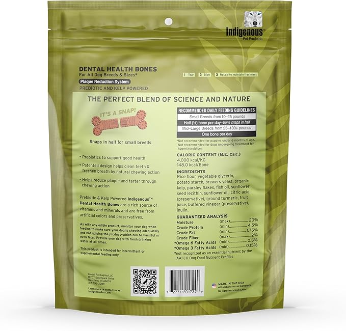 Indigenous Pet Dental Health Bones Regular 2 Pack Bundle – Chicken (17 Ounce) and Original (17 Ounce) | Grain-Free Dog Chews with Prebiotics & Omegas | Freshens Breath & Supports Digestive Health |