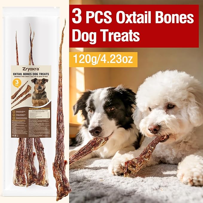 Grass-Fed Beef Tail Bones for Dogs – Durable Chewing Treats, No Additives or Fillers, Supports Teeth & Gum Health,Single Ingredient, Rawhide-Free & Digestible for All Dogs