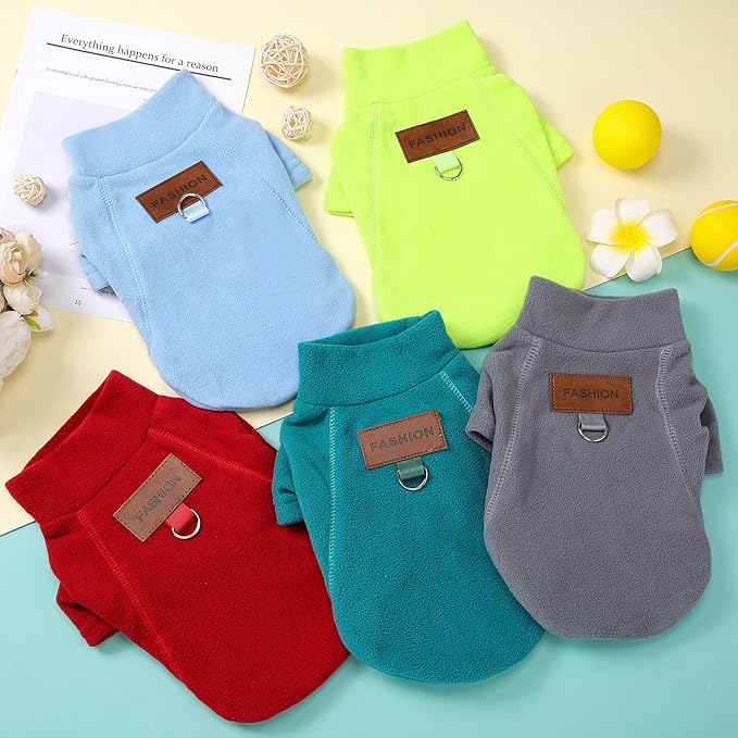 5 Pcs Fleece Dogs Sweaters for Small Medium Large Puppy Cat Pet Winter Soft Warm Pullover Jumper Turtleneck Sweatshirt Clothes Apparel Outfit(Xs)