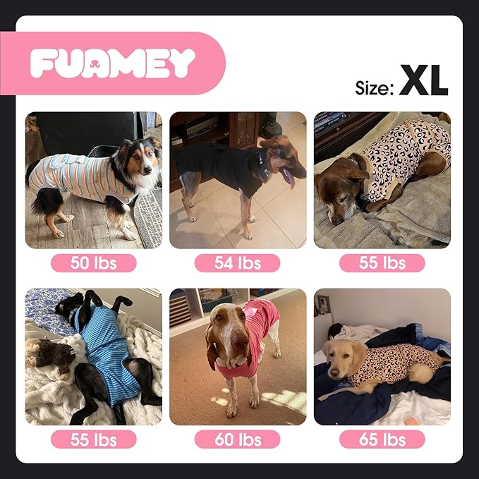 FUAMEY Recovery Suit for Dogs After Surgery,Soft Breathable Dog Bodysuit E-Collar & Cone Alternative Surgical Suit,Male Female Dog Neuter Spay Suits Anti Licking Wounds Onesie Dark Blue Stripes XL