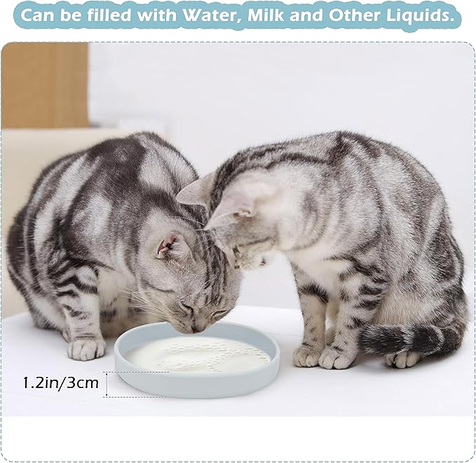 Silicone Cat Dog Bowls, Non Slip Dog Food Cat Feeding Plates, Pet Drinking Bowl for Dry and Wet Food, 10 OZ/330ML Water Bowl for Small Pets 2PCS (Gray)