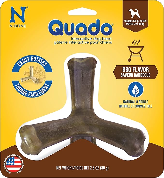 N-Bone Quado Interactive Treat, BBQ Flavor, Medium, 2.8oz
