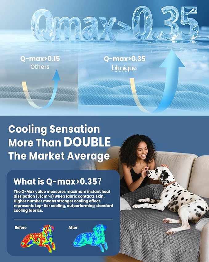 Dog Cooling Mat Large Sized Dog Beds for Couch with Sides, Self Cooling Orthopedic Pet Bed with Removable Washable Cover for Sofa Floor Car, Durable & Non-Gel, 45 x 37 inch, Grey