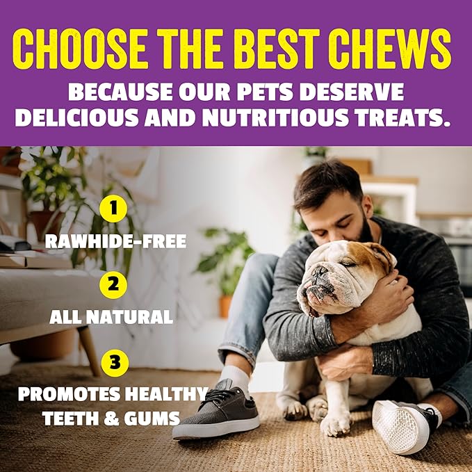 etta says! 7" Select Crunchy Dog Chews - Rawhide-Free Dog Treats - Made in the USA - Odor-Free, All-Natural Ingredients - for Moderate Chewers - Variety - 12 Pack
