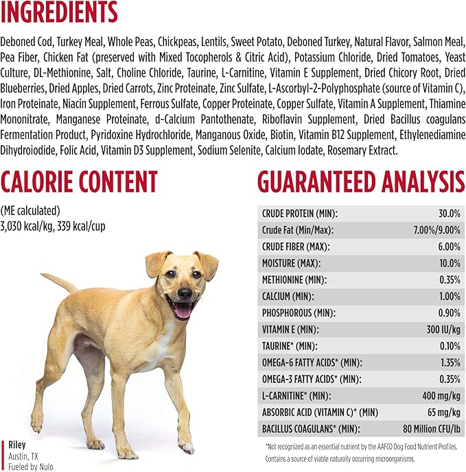 Nulo FreeStyle Adult Trim Dry Dog Food - High Protein Grain Free Dog Food for Healthy Weight Management, Natural Kibble with Probiotics, L-Carnitine and Fiber for Small, Medium, Large Breeds, 26lb