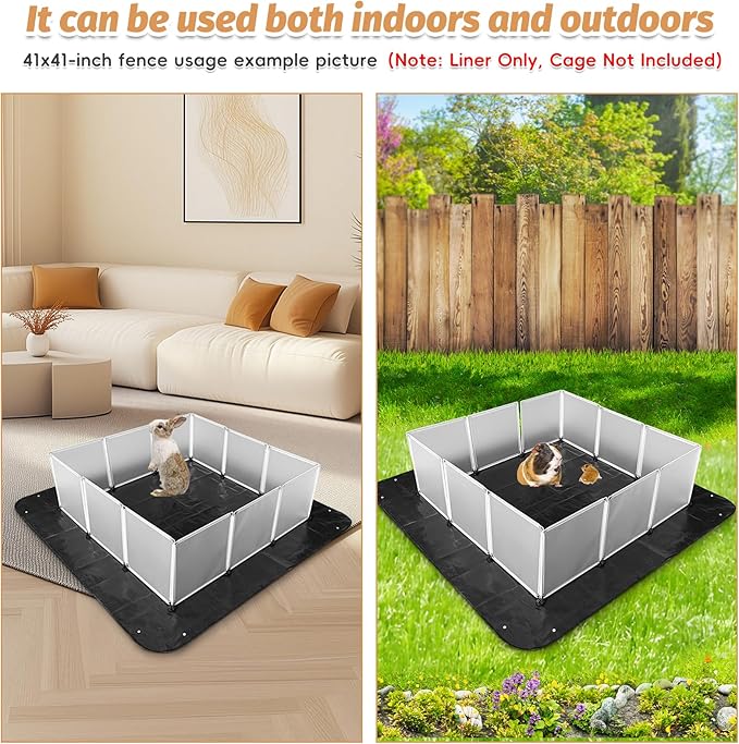 PINVNBY 59"x59" Thickening Waterproof Pet Playpen Mat, Guinea Pig Cage Liner Washable Tarp Bottom Reusable Base for Rabbits, Bunny, Ferrets and Other Small Animals, 1 PCS