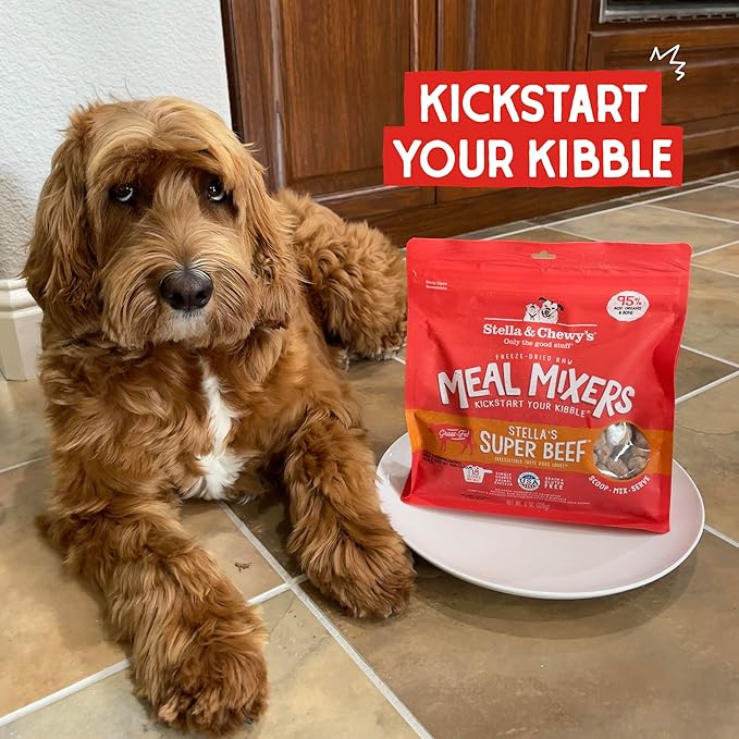 Stella & Chewy's Freeze-Dried Raw Beef Meal Mixers- Dog Food Topper and Mixer - Made with 95% Grass-Fed Beef,Organs & Bone - Perfect for Picky Eaters - Grain-Free - 1 oz,(Pack of 2)
