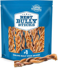 Best Bully Sticks Natural Braided Bully Sticks for Large Dogs - 6 Inch, 10 Count (Pack of 1) - 100% Free-Range Grass-Fed Beef, Single-Ingredient, Grain and Rawhide Free Long Lasting Dog Chews