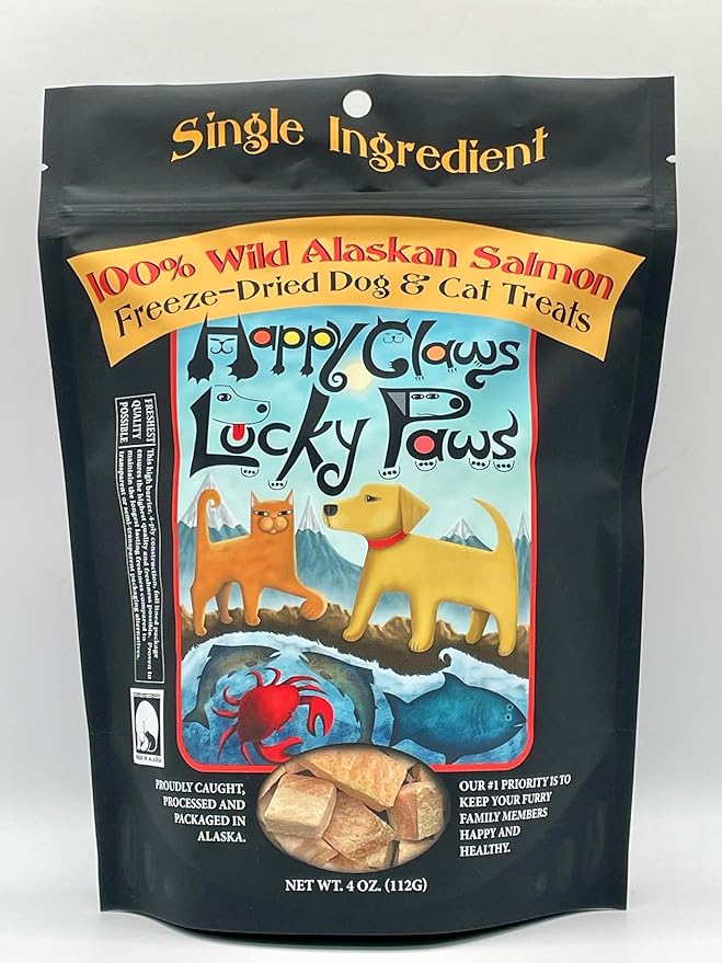 Freeze-Dried Wild Alaskan Salmon Treats for Dogs and Cats (4.0 oz) Made in Alaska