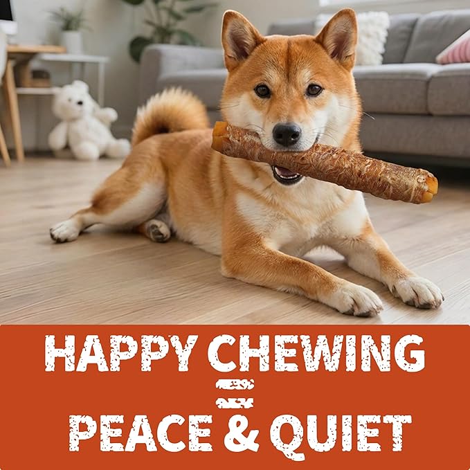 Just Try 10.6" Chicken Wrapped Rawhide Chew Sticks for Dogs - Long Lasting Dog Chews, Healthy Dog Bones Dental Treats for Medium Dogs