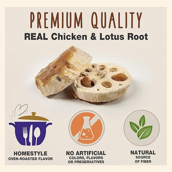 Cadet Gourmet Crunch'ems Homestyle Dog Treats, Natural Dog Chews with Real Chicken and Lotus Root, Chicken 'N Veggie Flavor, 10 Count (Pack of 4)