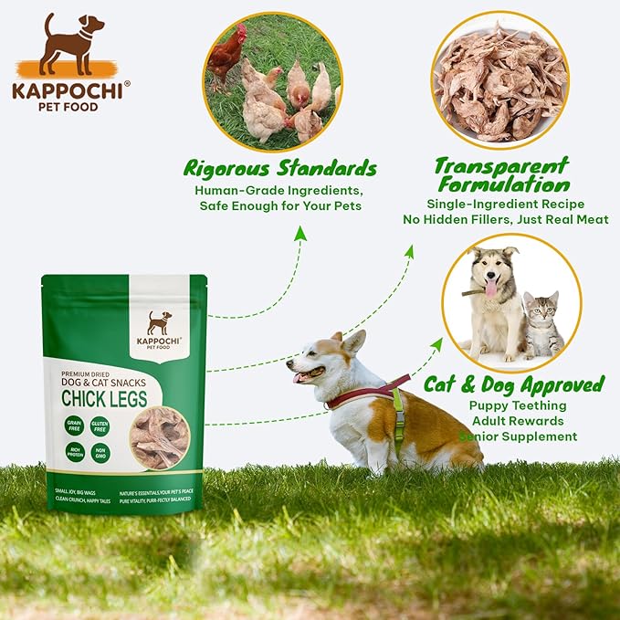 Freeze Dried Chicken Legs Treats for Dog, 1.76oz(50.0g), Small Size Chick Legs, Dogs & Cats Chew Snacks, Single Ingredient Training Treats, Natural & Raw, No Additives, Grain Free, Gluten Free