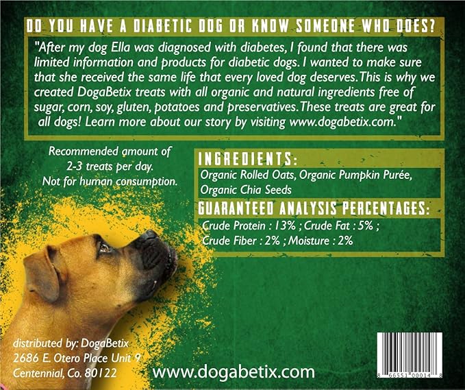 Ella's Diabetic Dog Treats 24 oz - 3 Flavors -Low Glycemic Ingredients - Vet Approved - Made in USA by Owners of Diabetic Dogs - Designed to Help Keep Sugar Levels Balanced