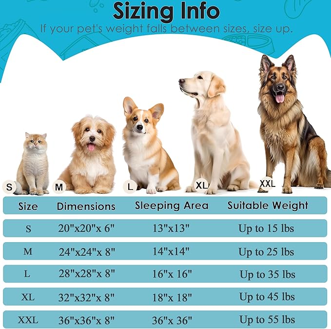 Hoewina Dog & Cat Bed, 20in Cat Beds for Indoor Cats, Calming Donut Bed for Puppy and Kitten, Washable Round Fluffy Pet Bed for Small Medium Dogs and Cats (Light Blue)