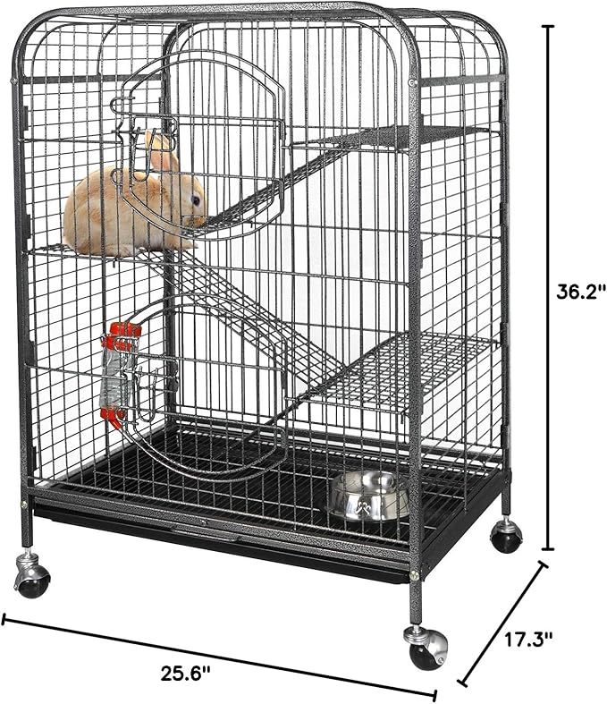 ZenStyle 37” Small Animal Cage Indoor Portable Pet Habitat with 2 Front Doors and Pull Out Tray for Ferret/Rat/Cat/Hamster/Chinchilla/Guinea Pig/Bunny or Other Small Pets