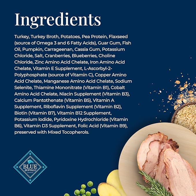 Blue Buffalo Basics Grain-Free Wet Dog Food for Small Breed Adult Dogs, Limited Ingredient Diet, Turkey Recipe, 3.5-oz Cups, 12 Count
