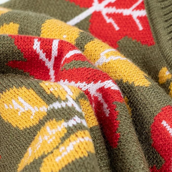 Fitwarm Maple Dog Sweater, Thermal Dog Winter Clothes for Small Dogs Boy Girl, Fall Pet Outfit, Red, Yellow, White, Olive Green, XL