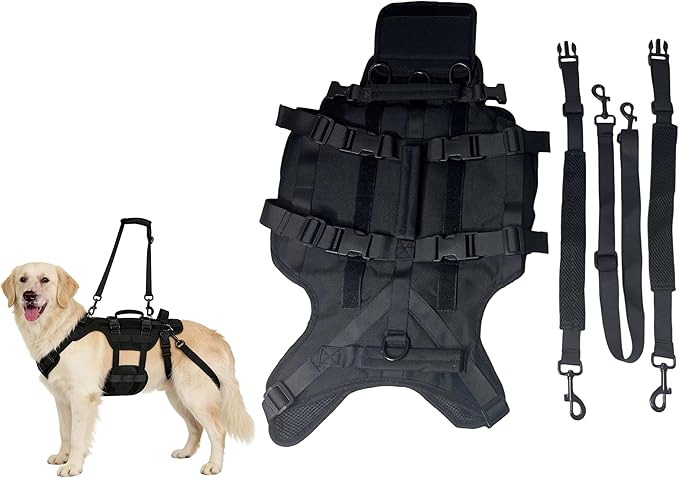 Full Body Dog Lift Harness for Large Dogs - Mobility Assistance Vest with Handles for Senior, Disabled, Recovering Pets, Dog Hip Support Brace& Walking Aid(Black, Large)