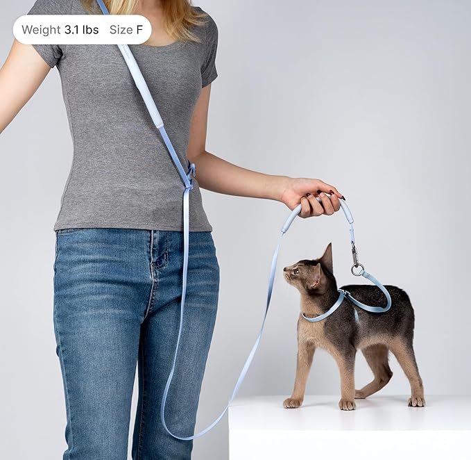 Cat Harness and Leash Set, Escape Proof Cat Harness Lightweight Leash with Padded Handle, Adjustable Leash Harness for Kitten>4lbs Small Large Cats Walking Training (Blurple, L)