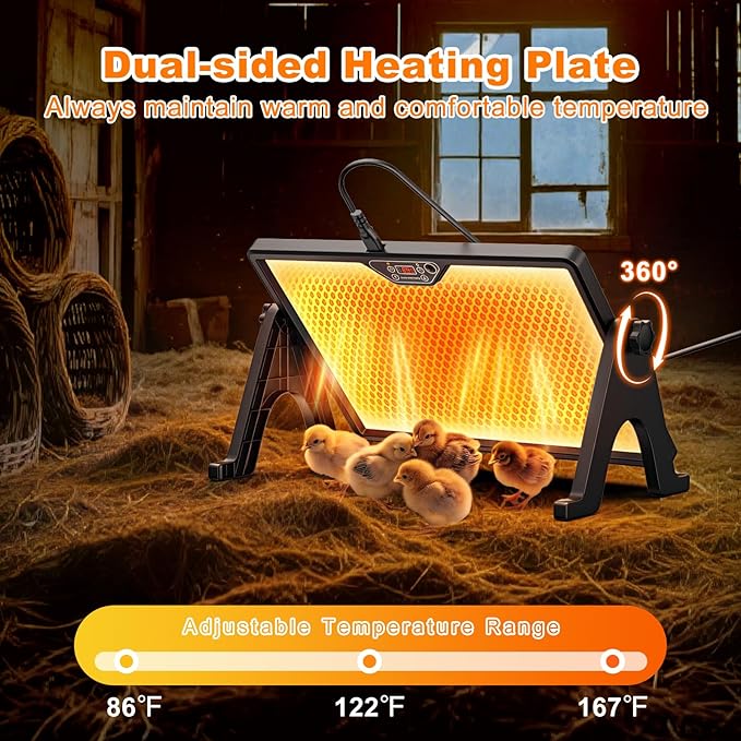 Pawaboo 6-in-1 Chicken Brooder Box for Chick Starter Kit, Includes Pet Cage Tent, Brooders Heating Plate, Chicks Perch, Feeder and 1.1L Chick Waterer, Chicks Supplies (Brooder Set)