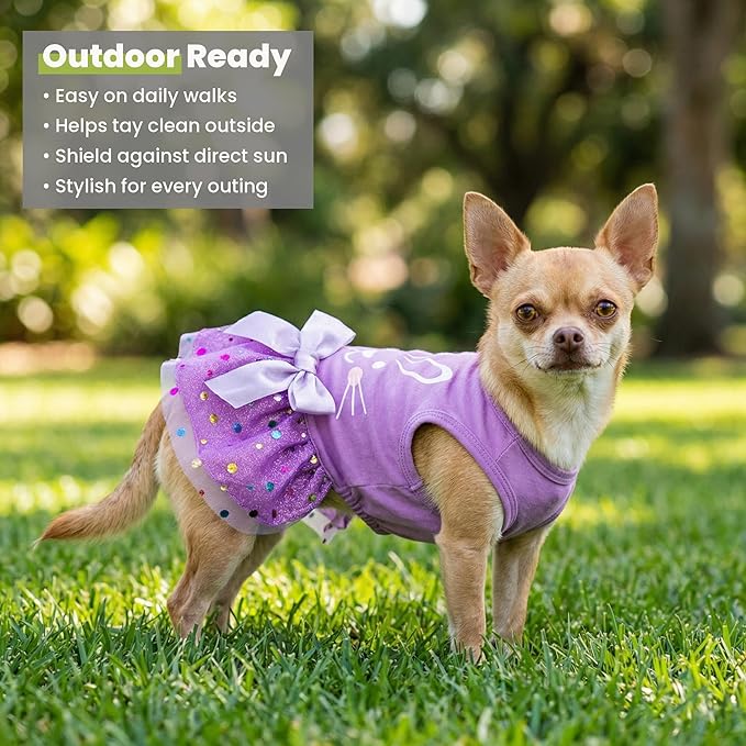 Fitwarm Easter Bunny Dog Dress, Holiday Dog Clothes for Small Dogs Girl, Pet Easter Outfit, Purple, White, Large