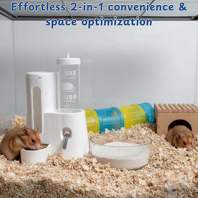 Hamster No Drip Water Bottle Bowl, Water Bottle Stand with Cleaning Mat, 2 In 1 Automatic Drinking Feeder, Hamster Cage Accessories, Rat Enrichment Toys, Guinea Pig Accessories for Cage (Mat, 28"x20")