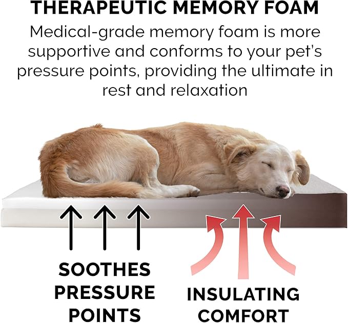 Furhaven Memory Foam Dog Bed for Large Dogs w/ Removable Washable Cover, For Dogs Up to 95 lbs - Sherpa & Suede Mattress - Espresso, Jumbo/XL