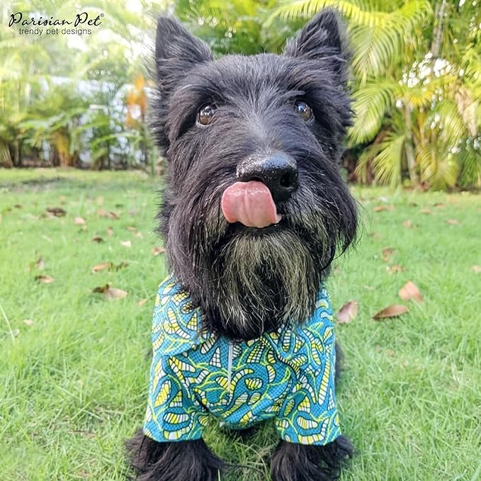 Parisian Pet Tribal Dog Dress - Summer Clothes for Large Dogs Girl - Ruched Waist Pet Dress - Stylish Printed Beach Dog Outfit - Lightweight Puppy Clothes - Sleeveless Dresses for Dogs