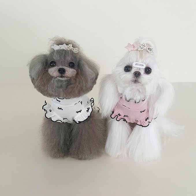 Small Dog Clothes Extra Small Dogs Spring Summer Dress Cute Soft and Breathable Outfits for Female Chihuahua Shih Tzu Yorkshire Puppy Cats (Pink Dress, XX-Small)