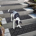 Aucuda 2pcs 8.5" x 30" Stair Treads for Elders and Dogs on Wooden Steps Indoor, Winter, Non Slip Stair Runner Rug Ice Insulation with Rubber Backing, Knot Staircase Mat Carpet for Outdoor Grip.