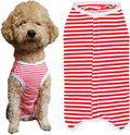 Dog’s Recovery Suit Post Surgery Shirt for Puppy, Wound Protective Clothes for Little Animals(red White Stripe-xs)